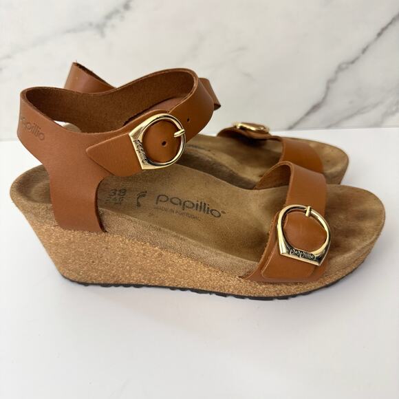 Birkenstock Papillo Womens Sibyl Strappy Sandal Size 7 Comfort Wedge Tan - Picture 2 of 10
